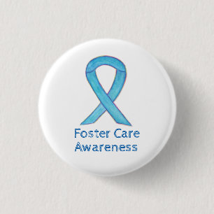 Pflege Blue Awareness Ribbon Custom Button