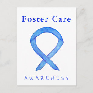 Pflege Blue Awareness Ribbon Custom Postcards Postkarte