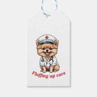 Pflege Cartoon mit Spitz Dog Design Geschenkanhänger