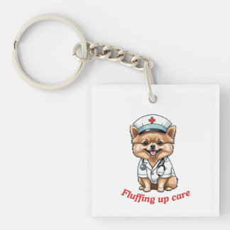 Pflege Cartoon mit Spitz Dog Design Schlüsselanhän Schlüsselanhänger