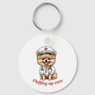 Pflege Cartoon mit Spitz Dog Design Schlüsselanhän Schlüsselanhänger