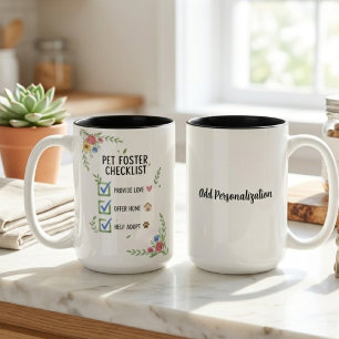 Pflege-Checkliste für Haustiere Floral Zweifarbige Tasse