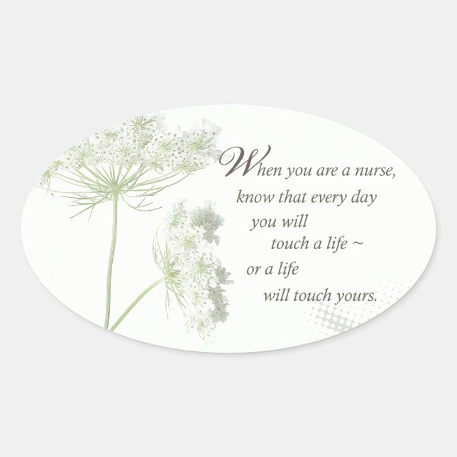 Pflege der Touch ein Leben mit wilden Blume Ovaler Aufkleber (Vorderseite)