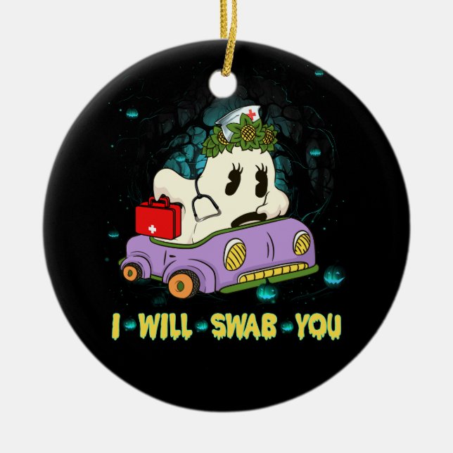 Pflege ich werde dir Halloween Nurse Funny Ghos sc Keramik Ornament (Vorne)