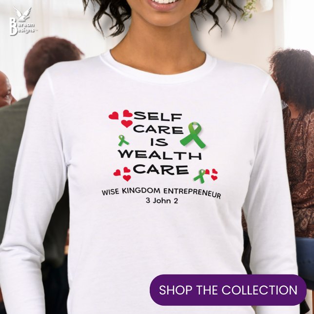 PFLEGE IM SELBSTVERSORGUNGSBEREICH Christlich Tri-Blend Shirt (SELF CARE IS WEALTH CARE shirt with EDITABLE TEXT for business owners and bosses to promote health)