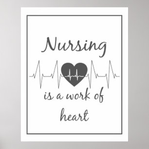 Pflege ist eine Arbeit des Herzens Inspirationszit Poster