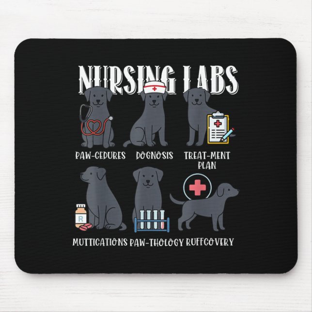 Pflege Labore Schwarzer Hund Paw-Cedures Halloween Mousepad (Vorne)