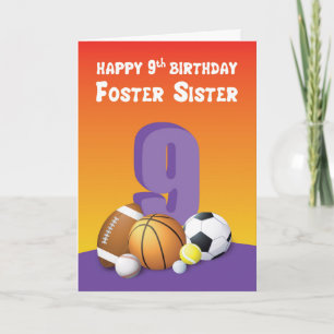 Pflege-Schwester 9. Geburtstag Sportbälle Karte