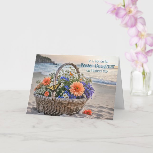 Pflege-Tochter Frohen Muttertag Strand Karte (Orchidee)