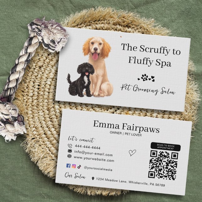 Pflege von Hunden im Erziehungssalon Visitenkarte (Pet grooming business cards for pet care business)