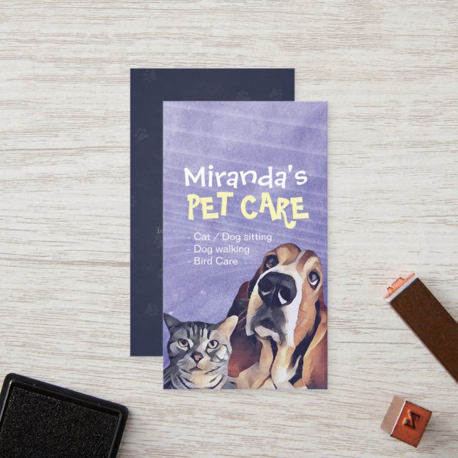 Pflege von Katzen Haustieren Pflege der Sitzen Treuekarte (Vorderseite/Rückseite Beispiel)