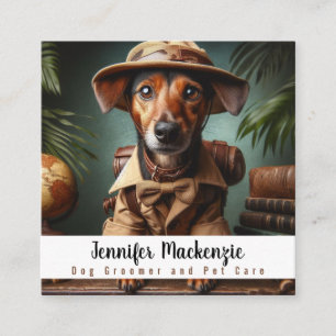 Pflege von niedlichen Hunden Grooming Service Quadratische Visitenkarte