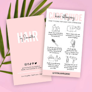 Pflegeanweisungen für Haarverlängerungen Rosa Logo Visitenkarte
