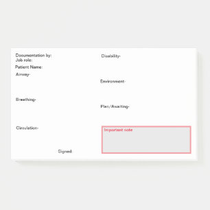 Pflegedokumentation nach der Pflege. Post-it Klebezettel