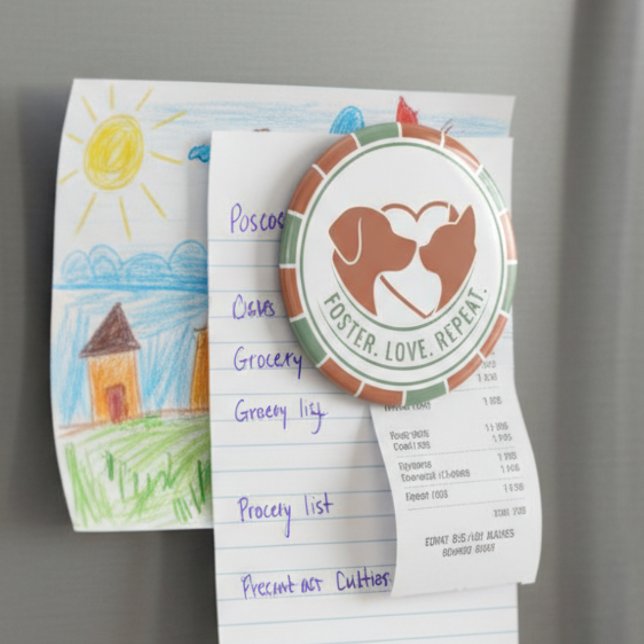Pflegegeschenk für Haustiere - Rettung Liebe Wiede Magnet (Foster Love Repeat dog and cat magnet — sweet adoption day gift idea for animal rescue advocates.)
