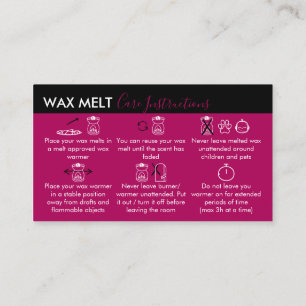 Pflegehinweise für Pink Dark Wax Melt Visitenkarte