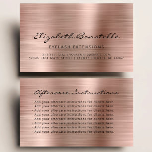 Pflegehinweise für Wimpernverlängerungen Rose Gold Visitenkarte