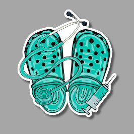 Pflegekleidung, Stethoskop und Spritze wasserdicht Aufkleber