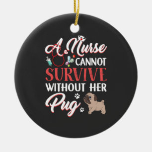 Pflegeleben   Ein Krankenleben mit Mops Keramik Ornament