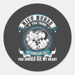 Pflegeleben   Nicu Nurse Meine Hand ist voll Runder Aufkleber