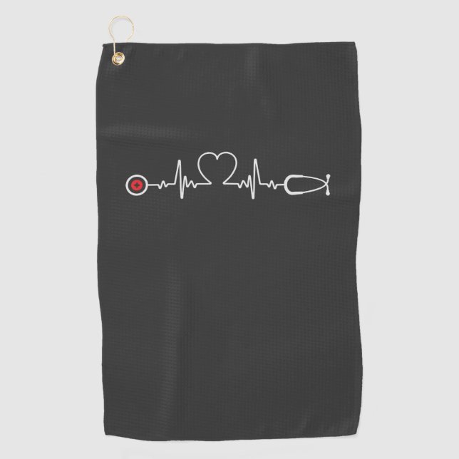 Pflegeleben | Nurse Heartbeat Golfhandtuch (Vorderseite)