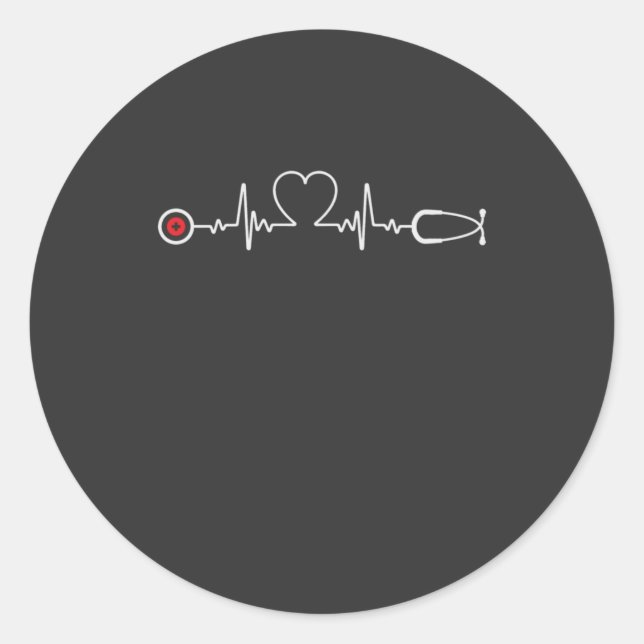 Pflegeleben | Nurse Heartbeat Runder Aufkleber (Vorderseite)