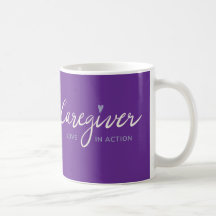 Pflegeliebe in Aktion Tasse mit violettem Herzen
