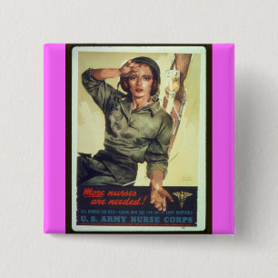 Pflegepersonal-Werbeplakat WW ll - Vintage-Kunst Button