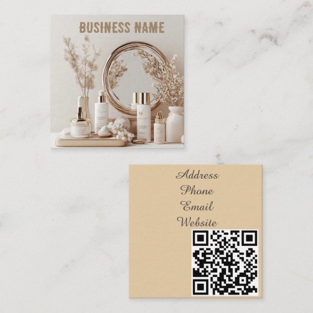 Pflegeprodukte mit Blumenakzenten Quadratische Visitenkarte (Vorne/Hinten)