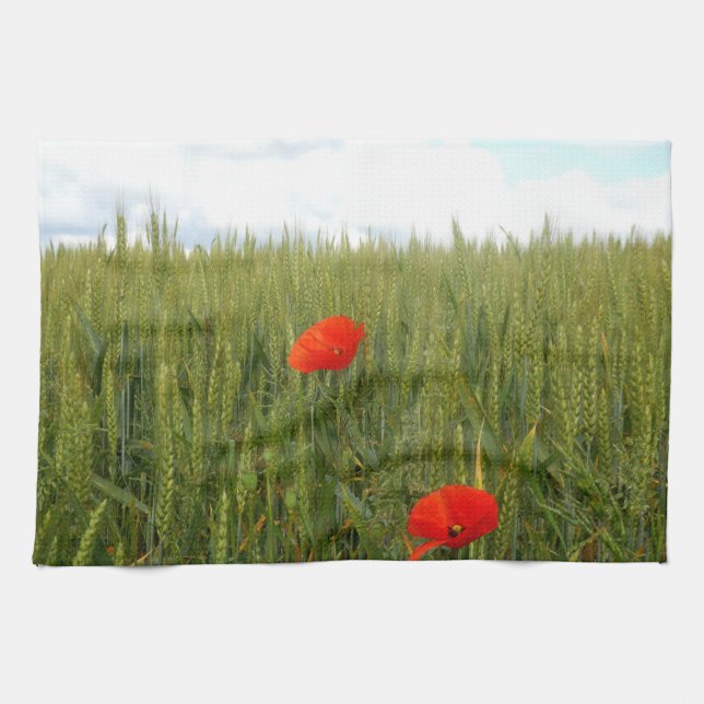 Pflücke in einem Handtuch mit Weizenfeld (Horizontal)
