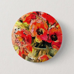 Pflücke in einer Glasvase Schwarzer Kontur Kunst Button
