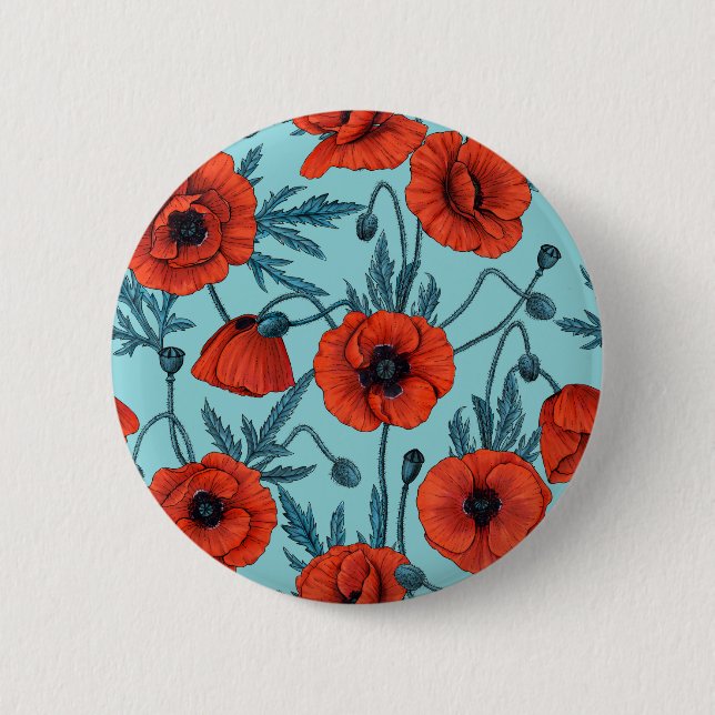 Pflücke, rot und blau am Pool blau Button (Vorderseite)