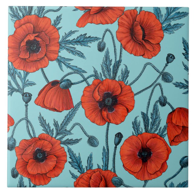 Pflücke, rot und blau am Pool blau Fliese (Vorderseite)