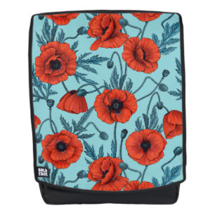 Pflücke, rot und blau am Pool blau Rucksack