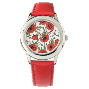 Pflücke, rot und grün auf weiß armbanduhr