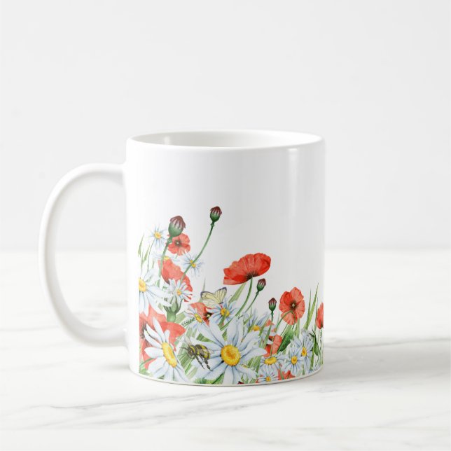 Pflücke, Wildblumen und Schmetterlinge Kaffeetasse (Links)