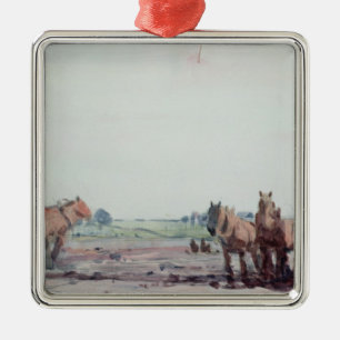 Pflug-Pferde Ornament Aus Metall