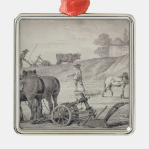 Pflügen der Felder Ornament Aus Metall