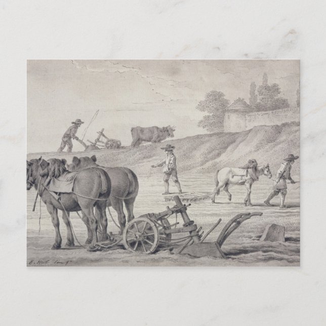 Pflügen der Felder Postkarte (Vorderseite)