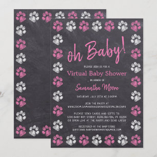 Pfosten Pfosten Print Pink Girl Virtual Baby Dusch Einladung