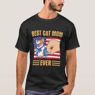 Pfote berührt Hand US-Flagge Amerika beste Katzenm T-Shirt