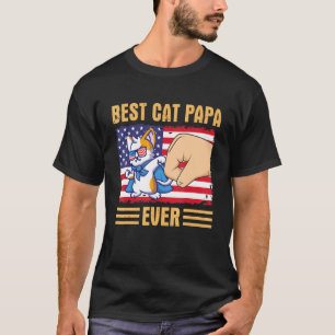 Pfote berührt Hand US-Flagge Amerika Bester Katzen T-Shirt