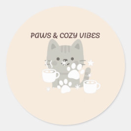 Pfoten & Cozy Vibes | Süße Haustier-Wandkunst & Au Runder Aufkleber