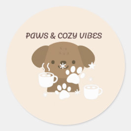 Pfoten & Cozy Vibes | Süße Haustier-Wandkunst & Au Runder Aufkleber