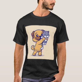 Pfoten der Freundschaft: Cartoon von süßem Mops un T-Shirt