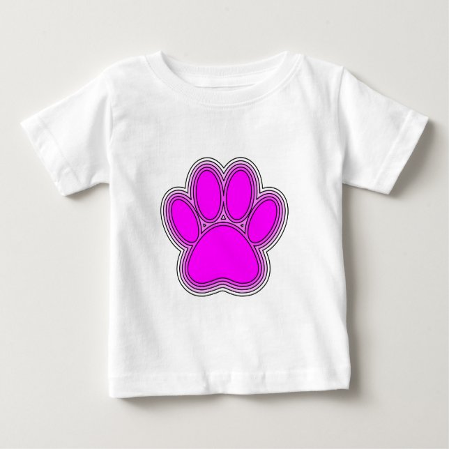 Pfoten des Hundes mit rosa Konturen Baby T-shirt (Vorderseite)