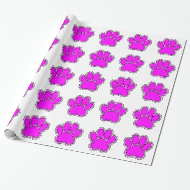 Pfoten des Hundes mit rosa Konturen Geschenkpapier (Ungerollt)