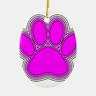 Pfoten des Hundes mit rosa Konturen Keramik Ornament