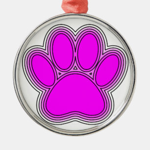 Pfoten des Hundes mit rosa Konturen Silbernes Ornament