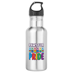 Pfoten für Stolz Regenbogen-Pfotenabdruck Haustier Edelstahlflasche